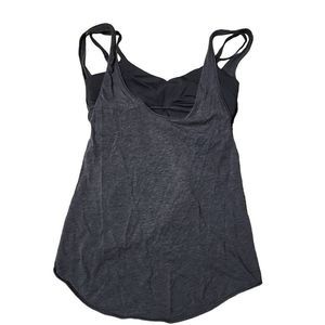 Lululemon exposed bra tank black grey criss cross back